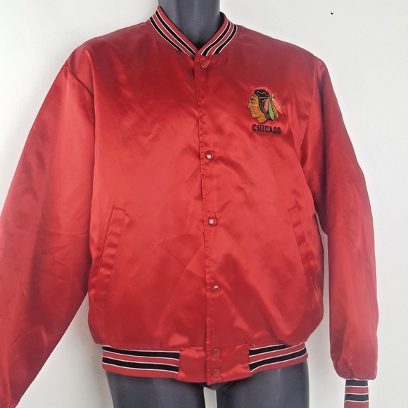 Swingster Other - Vtg Chicago Blackhawks NHL Hockey Red Satin Bomber